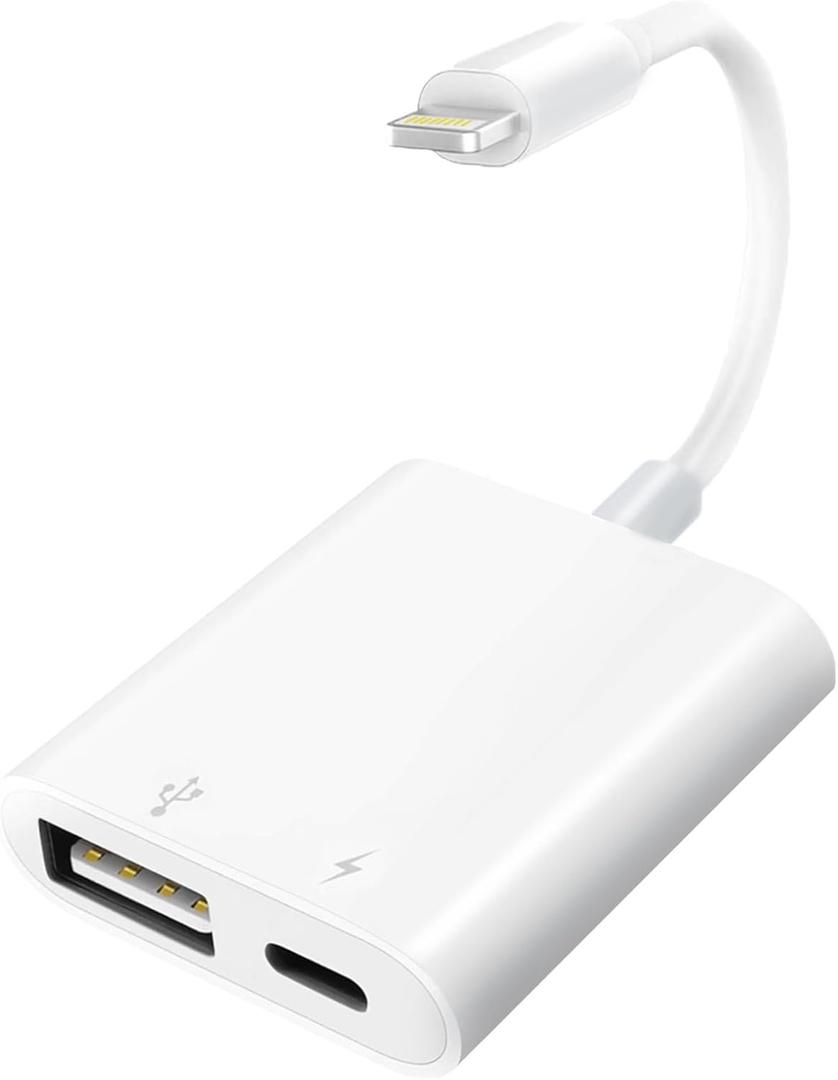 Lightning to USB Camera Adapter with Charging Port for iPhone Portable USB 3.0 Female OTG Cable for iPad to Connect Card Reader USB Flash Drive U Disk Microphone Keyboard Mouse Hubs Midi