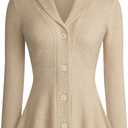 Belle Poque Women Vintage Cardigan Sweater Shawl Lapel Button Down Sweater Outwear Coat (X-Large, Camel)