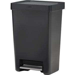 Rubbermaid Premier Series II Step-On Trash Can for Home and Kitchen, with Lid Lock and Slow Close, 12.4 Gallon, Charcoal, for Home/Kitchen/Garage/Apartment/Office