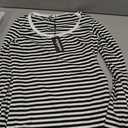 Zeagoo Women's Long Sleeve Scoop Neck Shirts Casual Slim Fit Rib Knit Tops Summer Fall Basic Business Work Tee (Medium, Black White Stripe)