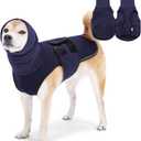 Dog Calming Hoodie Vest, Breathable Anxiety Jacket with Head Cover for Anxiety Relief and Ear Protection, Adjustable Harness with Soft Hoodie for Dogs (Navy, X-Small)
