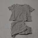 Amazon Essentials x Sofia Grainge Unisex Toddlers and Babies Pant & Top Set (6-9 Months, Navy Tapered Stripe)