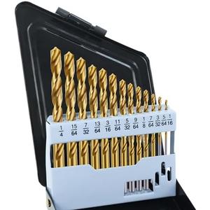 Cobalt Left Hand Drill Bit Set, 13Pcs High-Speed Steel Drills with Titanium Nitride Coating, Reverse Drill Bits for Hardened Metal, Stainless Steel, Cast Iron, with Index Storage Case (1/16”-1/4”) (1 missing)