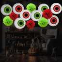 2 x 14Pcs Halloween Eyeballs Hanging Paper Lanterns Party Decorations with Hooks and Ropes Halloween Spooky Decor for Home Garden Patio Outdoor Indoor