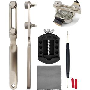 Watch Case Back Remover Tool, Adjustable Watch Wrench for Threaded Back Covers Watchmaker Repair Kit for Battery Replacement (Square Beak)