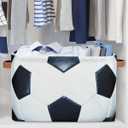 Collapsible Storage Bin 15x11in Sport Soccer Ball Easter Storage Basket for Shelves, Dog Toy Organizing