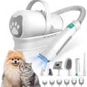 Dog Grooming Kit, Pet Grooming Vacuum with Pet Clipper Nail Grinder, Dog Hair Vacuum with 6 Pet Grooming Tools for Dogs Cats Shedding Grooming, White