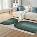 Boho Rainbow Green Rug, 3x5 Rug Non Slip Ultra-Thin Soft Bedroom Rugs for Entryway, Indoor Washable Stain Resistant Rug, Lightweight Low-Pile Carpet for Nursery Bath Laundry