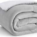 Bedsure GentleSoft Sherpa Fleece Throw Blanket for Couch, Non-Heated, Thick and Warm Throw for Women and Men, Soft Fuzzy Plush Blanket for Winter, Light Grey, 50x60 Inches