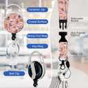 2 x Retro Rainbow Id Badge Holder with Lanyard,Retractable Badge Holders Reels,Breakaway Lanyards for ID Badges,Cute Fashion Key Chain Keychains,Badge Clips for School Office