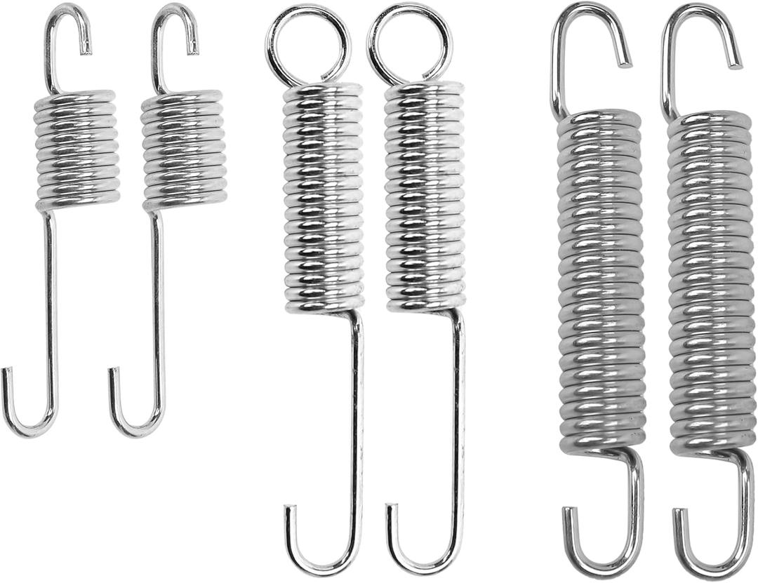 6 Pcs Silver Metal Motorcycle Side Kickstand Springs Universal Steel Springs Replacement for Kick Side Stand Spring Bicycle Mini Bike Electric Scooter 104mm 103mm 84mm