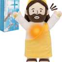 Talking Jesus Plush Toy with Glow, Resurrection of Jesus Speaks Bible Verses Story Songs, Jesus Stuffed Doll with Greeting Card, Plushie Suitable for Easter Christmas Baptism Gift
