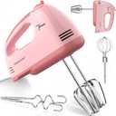 LILPARTNER Hand Mixer Electric, Ultra Power Kitchen Hand Mixer With 7-Speed & 5 Stainless Steel Accessories for Whipping Dough, Cream, Cake, Dishwasher Safe, Pink