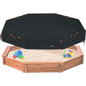 NGB Octagon Sandboxes Cover,with 4 Windproof Hooks 4 Reflective Handles and Elastic Pull Cord 600D Oxford Garden Canopy Sandpit Pool Protection Cover Dustproof and Waterproof (Black,86x79x9inch)