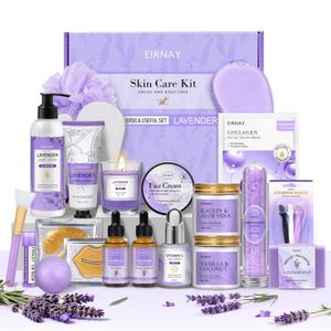 Mothers Day Gifts for Women, Spa Gifts Basket for Women, 21pcs Lavender Bath and Body Gift Basket, Self Care Gifts, Facial Skin Care Set, Birthday Gifts for Mom, Wife, Girlfriend, Sister