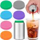 6 Pack Silicone Soda Can Cover Lids, Reusable Soda Can Lids Beer Can Covers Pop Can Covers, BPA Free Silicone Can Cover, Stopper and Protector for Soda, Beer, Beverage, Juice, Coke, Fits Standard Cans (Mixed Color)