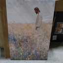 Jesus Canvas Wall Art Jesus Left The 99 Christian Inspirational Painting Picture Wall Decor Jesus with Wildflowers Religious Faith Print Artwork for Living Room Bedroom Church Home Decor, Framed