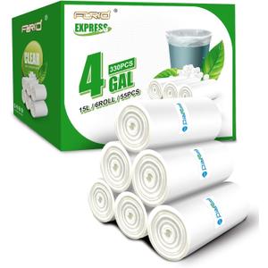 FORID Clear Small Trash Bags, 4 Gallon Garbage Bags, Wastebasket Bin Liners 330 Count Plastic Trash Bags for Bathroom Bedroom Office Trash Can 15 Liters - Durable & Thick Trash Bag