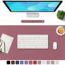 TOWWI PU Leather Desk Pad with Suede Base, Multi-Color Non-Slip Mouse Pad, 39” x 20” Waterproof Desk Writing Mat, Large Desk Blotter Protector (Dark Pink)