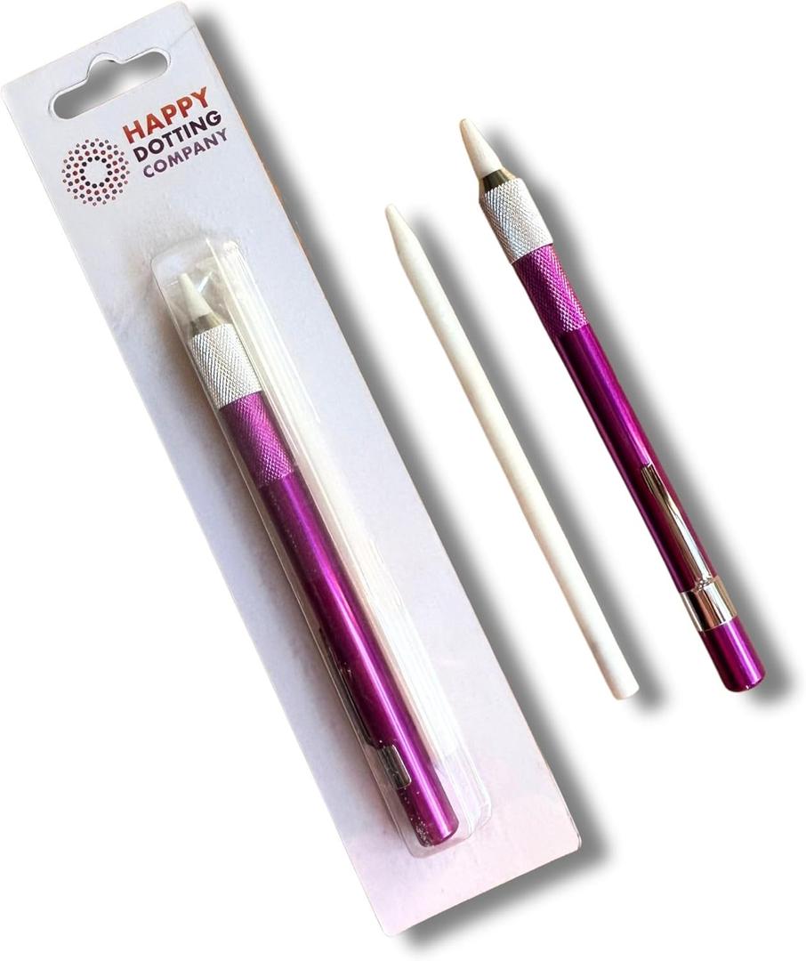 Happy Dotting Company Erasable marker for guidelines - Dotting Mandala art soapstone marker - white grey color - to make guidelines for mandala dot art. Like a chalk or charcoal pencil but better