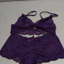 Avidlove Women Sexy Lingerie Set 3 Piece Bra and Panty Sets with Lace Kimono Robe Sleepwear Mesh Nightgown (Small, Dark Purple)