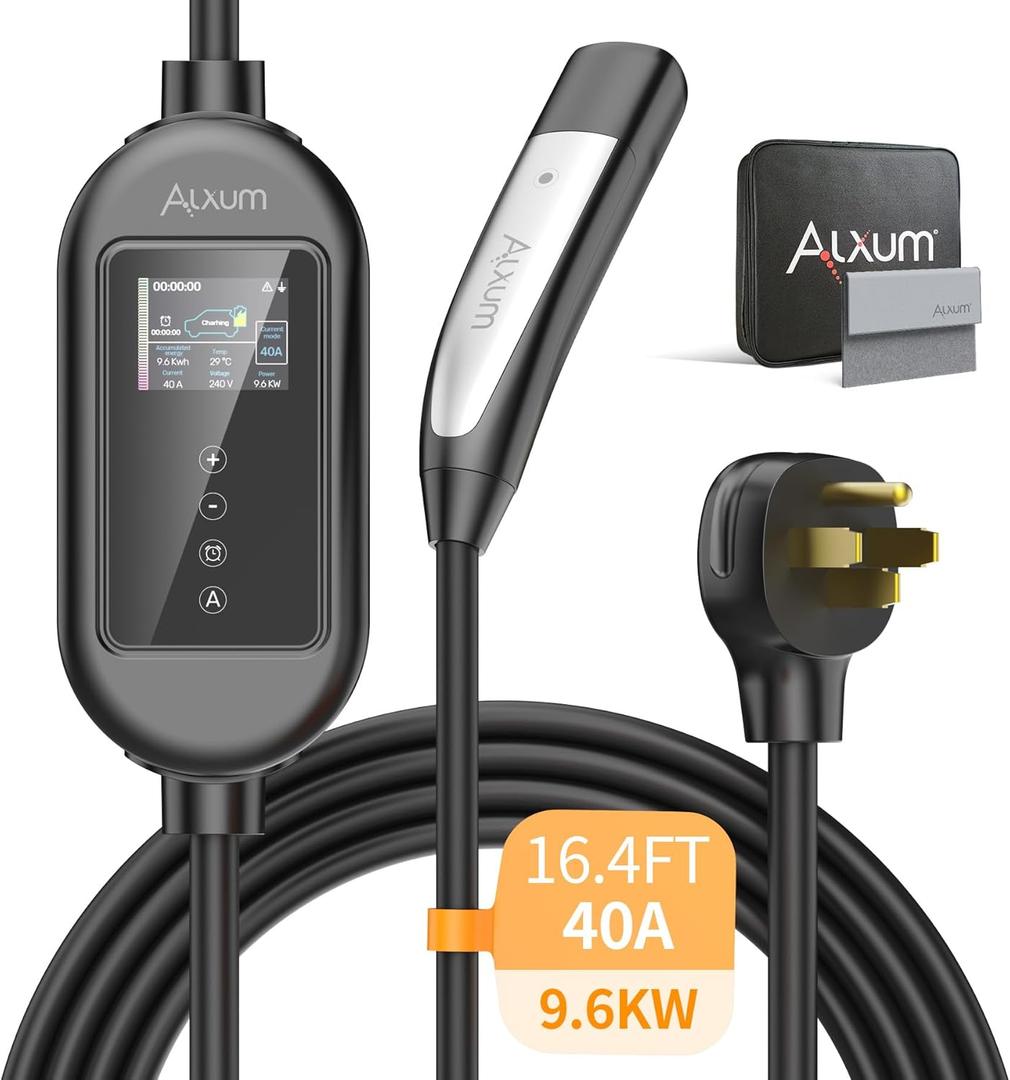 Alxum 40A Tesla Charger Cable - Level 2 EV Charger 250V Compatible with All Models Y/3/S/X Cybertruck 16.4FT Wall Connector with NEMA 14-50 Plug