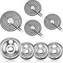 Stove Burner Drip Pan WB31T10010(6") WB31T10011(8") and Electric Stove Replacement Burner WB30M1(6") and WB30M2(8") Compatible for G-E Hot-point Ken-more Electric Range Stove by MIFLUS