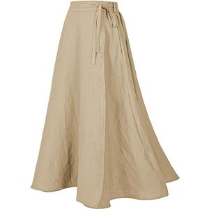 Women's Linen Wrap Skirt Casual Maxi Skirt Vintage A line Linen Skirt, Medium