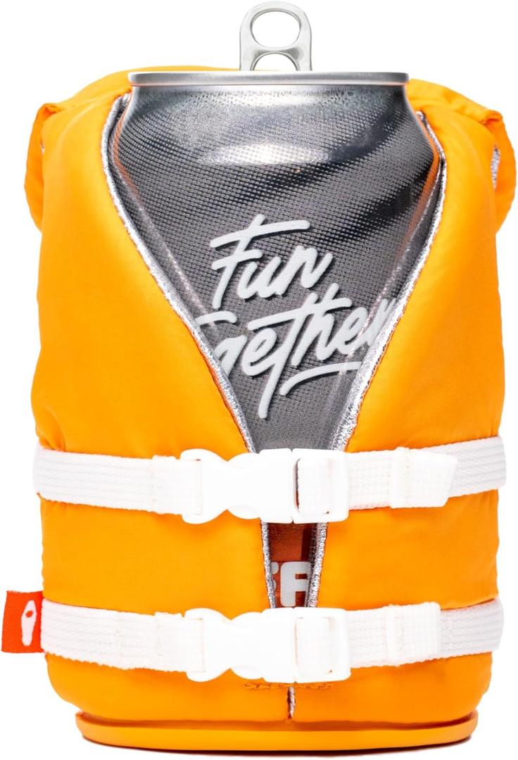 Puffin - The Buoy Life Vest - Insulated 12 oz Can Cooler I Beer Bottle & Soda Can Insulator, Keep Drinks and Beverages Cold - Apricot