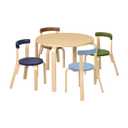 ECR4Kids Bentwood Table and Curved Back Chair Set, Kids Furniture, Earthtone, 5-Piece