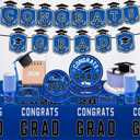 OHOME Graduation Decorations 2026 - Graduation Decorations Class of 2026 - Serve 24 - Blue Plates Tablecloth Napkins Cups Banner - Graduation Party Favors Supplies