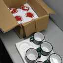 TURSTIN Set of 11 Ceramic Coffee Mugs 15 oz Speckled Christmas Red Green Campfire Camping Cups with Handle Stoneware Enamel Camping Mugs for Drinking, Coffee, Cocoa, Hot Chocolate Tea Campfire Gift