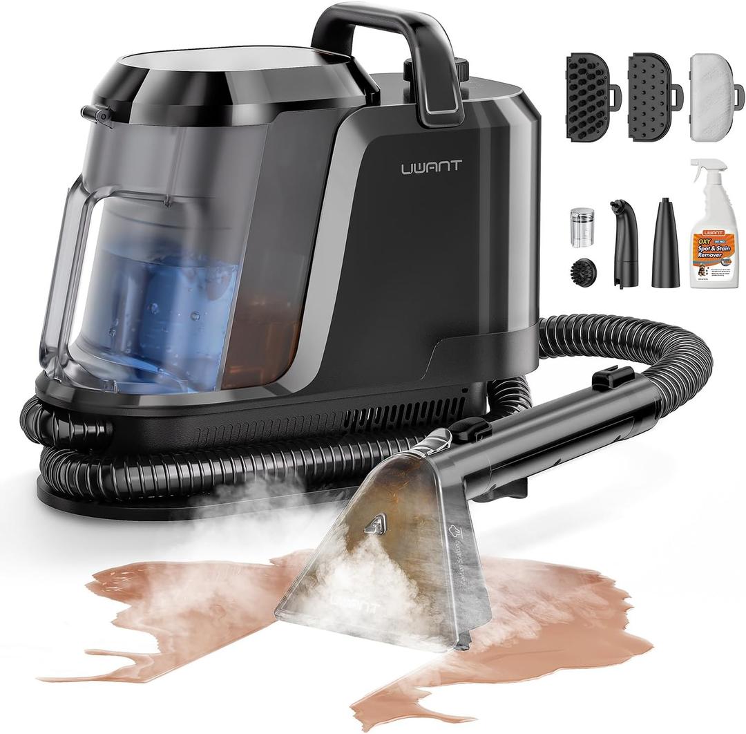 Uwant Carpet Cleaner Machine with Steam&Hot&Cold Water System 18Kpa Powerful Suction Upholstery Cleaner Machine with Pet Pro Cleaner for Pets, Carpet Steam Cleaner Set of 1 (Americano)