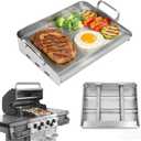Griddle for Gas Grill, Flat Top Griddle with Non-Stick, Heat Evenly Stainless Steel Griddle, Heat Resistant, No warps, Perfect for Gas/Charcoal Grill, Camping, Tailgating Parties - 23"X16"