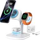 EXW for Magsafe Charger Stand,Charging Station for Multiple Devices,Wireless Charger for iPhone 17 Air 16 15 14 13 12 Series,Apple Watch Series 1-10/Ultra,AirPods Pro with LED and Adapter (White)