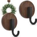 Wreath Hanger for Front Door, Upgraded Suction Cup Hook for Window Glass/Shower Mirror/Over Door, Christmas/Thanksgiving/Halloween/July 4th/Easter/Valentine/Fall/Summer/Spring(Walnut, J, 2 Pack)
