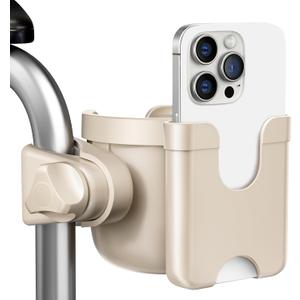 Guiseapue Cup Holder for Walker, Wheelchair Cup Holder with Phone Holder, Rollator Accessories for Seniors & Adults, Bottle Drink Holder for Walker, Wheelchair, Bike, Mobility Scooter, Stroller (Beige)