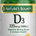 Nature's Bounty Vitamin D3 5000 IU Softgels, Rapid Release, Immune Support, Vitamin D Supplements, 240 Ct