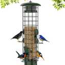 Squirrel Proof Bird Feeder,Metal Mesh Bird Feeders for Outdoors Hanging,Gravity Protection Squirrel Proof Wild Bird Feeders with Finch Cardinal Chickadee,3LB Large Capacity,Green