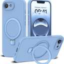 Compatible with iPhone 16e & 17e Case with Magnetic Invisible Stand Compatible with Mag-Safe Military Drop Tested Shockproof Silicone Phone Cases for Women Men 6.1'', Blue