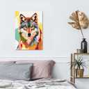 Bimkole Framed Paint by Numbers Kit for Adults Colorful Wolf, DIY Oil Painting on Canvas with Frame, Animals Paint by Numbers Set for Home Wall Decor 8x12 Inch/20x30 cm
