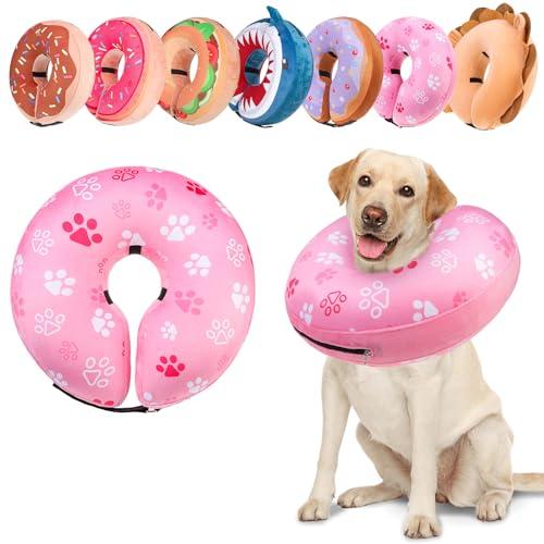 BEAUTYZOO Dog Cone Alternative After Surgery for Large Medium Small Dogs, Soft Inflatable Cone Collar for Dogs Cats, Pet Neck Donut E Collar Dog Recovery Collars to Stop Licking, Paw Pink, L