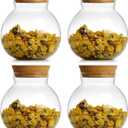 17oz Spherical Glass Jar with Cork Lid Airtight - Kitchen Glass Jar for Preserving and Storing candy, tea, Coffee, Spice, flour, Beans etc. (4)