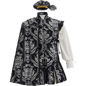 Willyacos Men's Tudor Elizabethan Period Costume Royal Pince Tudor King Costume Nobleman Costume Vest Pants Hat Cape (Large)