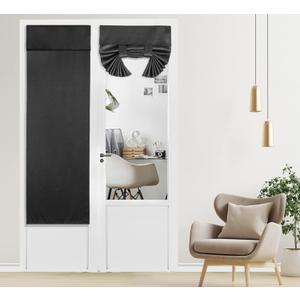 PI French Door Curtain 2 Panels, Room Darkening Privacy Thermal Insulated Window Shade for Glass/Front/Sliding/Patio Door (W26XL68-2PC, Black)
