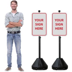 60 Grip N Tip Portable Sign Holder with Wheels, Customizable Sign Display Stand, Metal Holder for Street Signs, Outdoor Signs for Businesses, Office Sign or Yard Sign, Black (2)