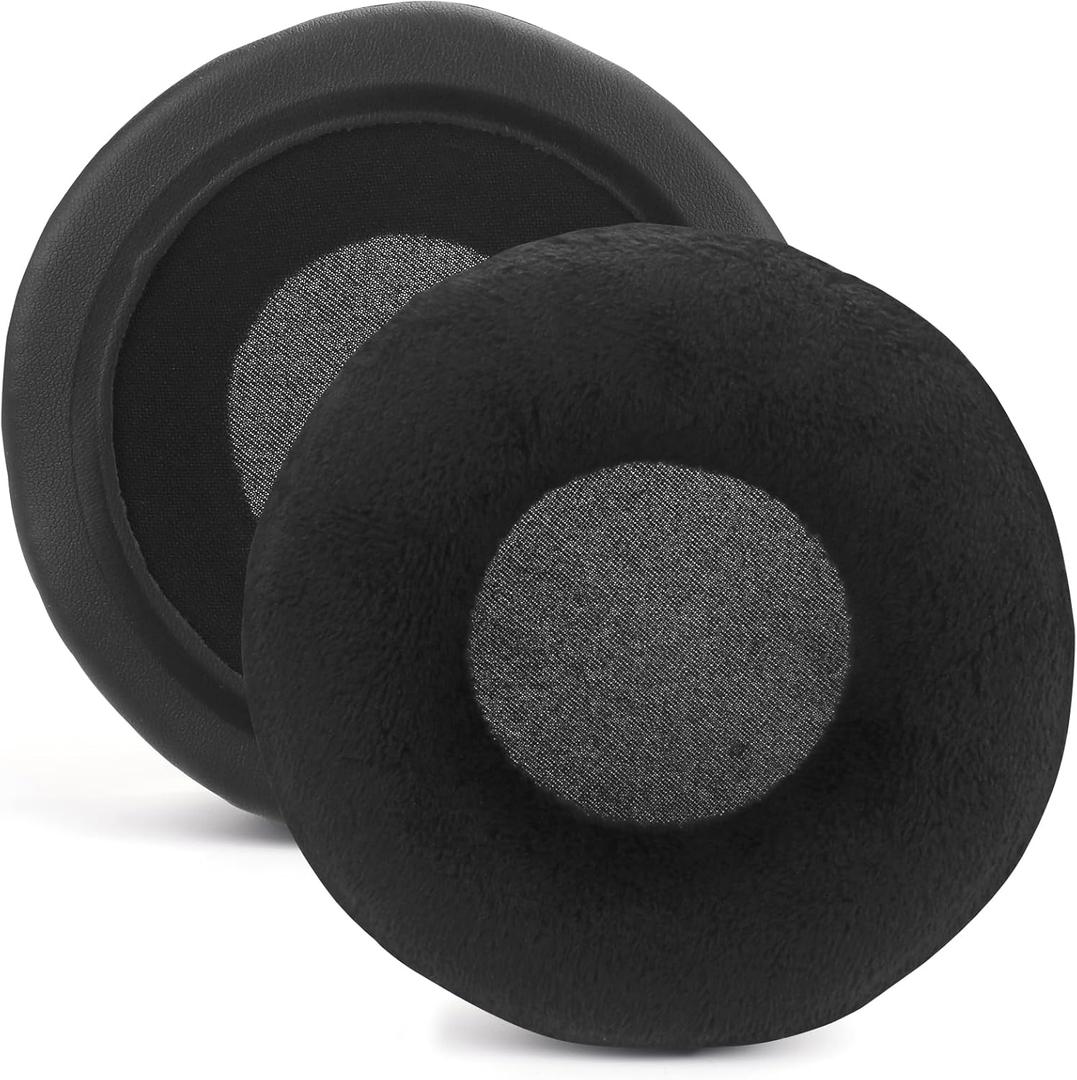 Velour Ear Pads 100 mm Universal Replacement Ear Pads Cushions Suitable Many Large Headphones Round Memory Foam Earpads Compatible with Beyerdynamic, Sennheiser, AKG, ATH, Sony & More - Black, 100mm