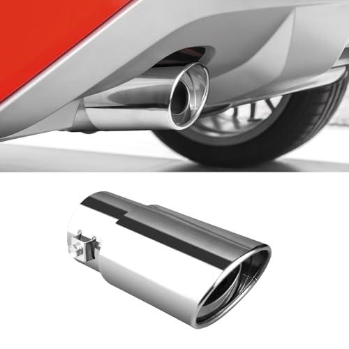 Universal Chrome Exhaust Tip, 1.5"–2.1" Inlet, Stainless Steel, Adjustable Car Muffler Decorative Tip, Fits Pipes with 1.5–2.1" Diameter, 2.24" Outlet, 5.76" Long, Straight Pipe Kit