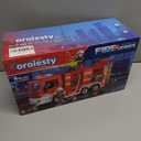 Large Fire Truck Toy with 2 Firefighters & Rescue Tools, Lights & Siren Sounds, Assemble & DIY Fire Rescue Truck Vehicle Toy for Boys Girls Christmas Birthday Gifts Kids Toys for 3 4 5 6 7 8 Years Old