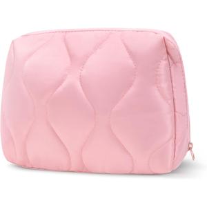 2 x Makeup Bag, Wide-open Cosmetic Bag, Toiletry Bag for Women, Travel Essentials Organizer, Compact Lightweight for Daily Use (Pink)